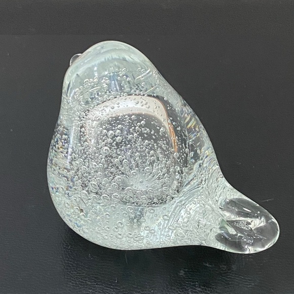 Murano Style Clear Glass Bird Paperweight Controlled Bubbles Art Glass Bird - Picture 2 of 15